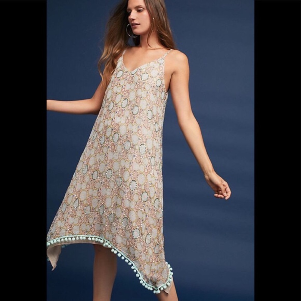 Anthropologie Amalfi Raga Dress Sequin Pommed